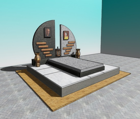 Двойной памятник с с отдельлными надгробиями